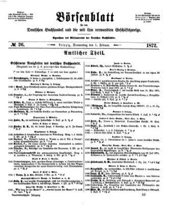 Börsenblatt für den deutschen Buchhandel Donnerstag 1. Februar 1872