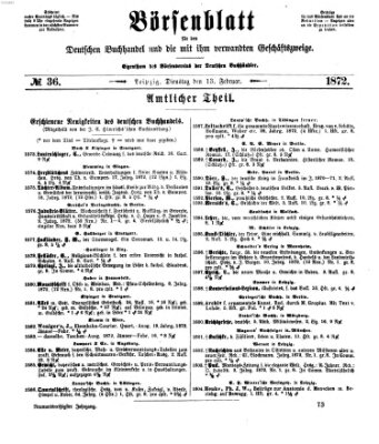 Börsenblatt für den deutschen Buchhandel Dienstag 13. Februar 1872