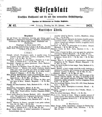 Börsenblatt für den deutschen Buchhandel Dienstag 20. Februar 1872