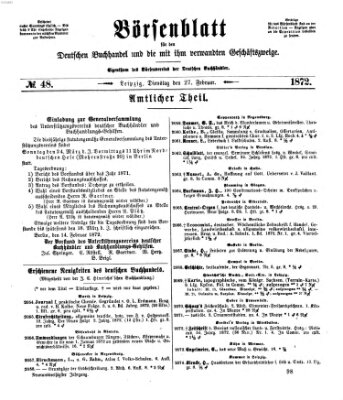 Börsenblatt für den deutschen Buchhandel Dienstag 27. Februar 1872