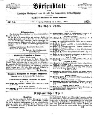 Börsenblatt für den deutschen Buchhandel Mittwoch 6. März 1872