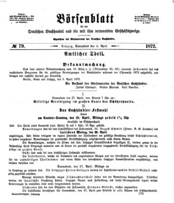 Börsenblatt für den deutschen Buchhandel Samstag 6. April 1872