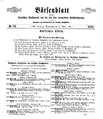 Börsenblatt für den deutschen Buchhandel Donnerstag 11. April 1872