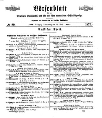 Börsenblatt für den deutschen Buchhandel Donnerstag 18. April 1872