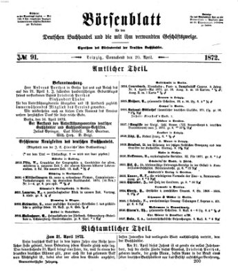 Börsenblatt für den deutschen Buchhandel Samstag 20. April 1872