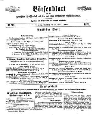 Börsenblatt für den deutschen Buchhandel Dienstag 23. April 1872