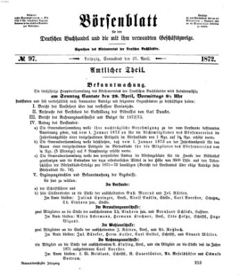 Börsenblatt für den deutschen Buchhandel Samstag 27. April 1872