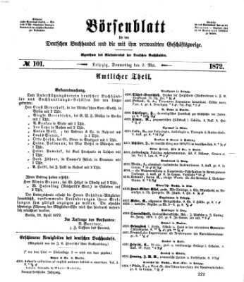 Börsenblatt für den deutschen Buchhandel Donnerstag 2. Mai 1872