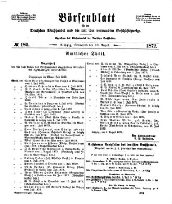 Börsenblatt für den deutschen Buchhandel Samstag 10. August 1872