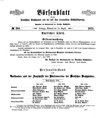 Börsenblatt für den deutschen Buchhandel Mittwoch 14. August 1872