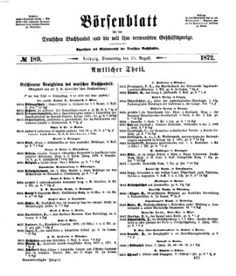 Börsenblatt für den deutschen Buchhandel Donnerstag 15. August 1872