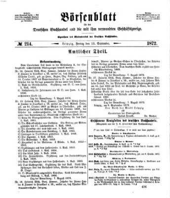 Börsenblatt für den deutschen Buchhandel Freitag 13. September 1872