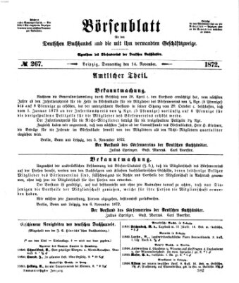 Börsenblatt für den deutschen Buchhandel Donnerstag 14. November 1872