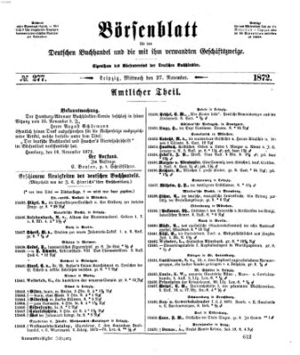 Börsenblatt für den deutschen Buchhandel Mittwoch 27. November 1872