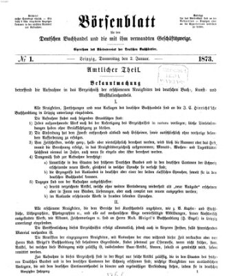 Börsenblatt für den deutschen Buchhandel Donnerstag 2. Januar 1873