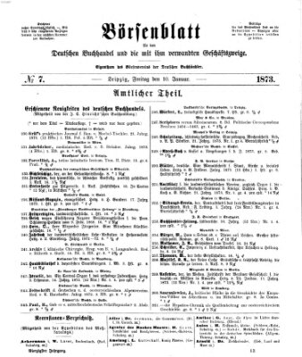 Börsenblatt für den deutschen Buchhandel Freitag 10. Januar 1873