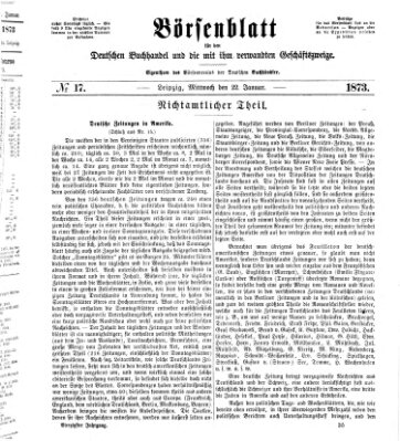 Börsenblatt für den deutschen Buchhandel Mittwoch 22. Januar 1873