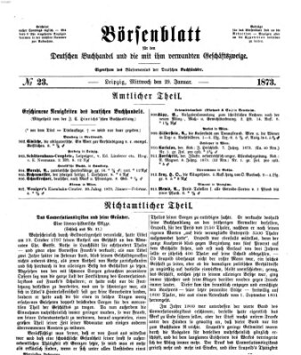 Börsenblatt für den deutschen Buchhandel Mittwoch 29. Januar 1873