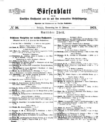 Börsenblatt für den deutschen Buchhandel Donnerstag 13. Februar 1873