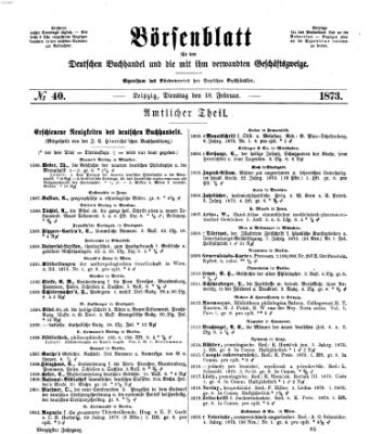 Börsenblatt für den deutschen Buchhandel Dienstag 18. Februar 1873