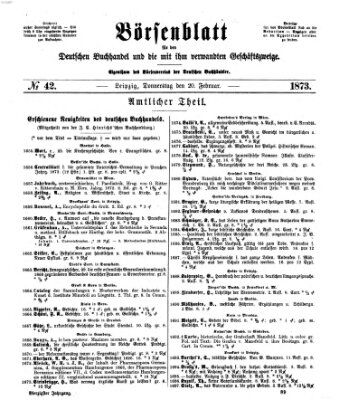 Börsenblatt für den deutschen Buchhandel Donnerstag 20. Februar 1873