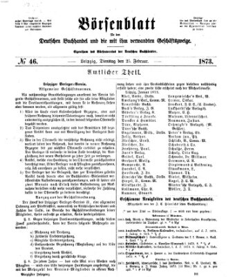 Börsenblatt für den deutschen Buchhandel Dienstag 25. Februar 1873