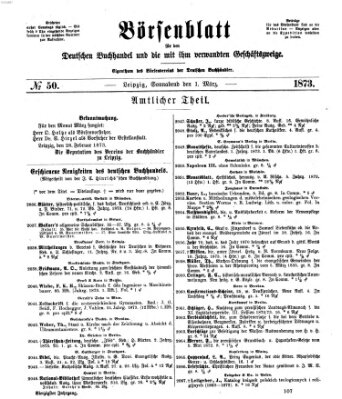 Börsenblatt für den deutschen Buchhandel Samstag 1. März 1873