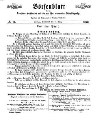 Börsenblatt für den deutschen Buchhandel Samstag 15. März 1873