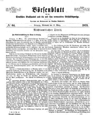 Börsenblatt für den deutschen Buchhandel Mittwoch 19. März 1873