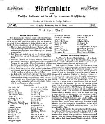 Börsenblatt für den deutschen Buchhandel Donnerstag 20. März 1873