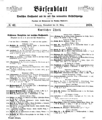 Börsenblatt für den deutschen Buchhandel Samstag 22. März 1873