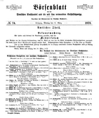 Börsenblatt für den deutschen Buchhandel Montag 31. März 1873