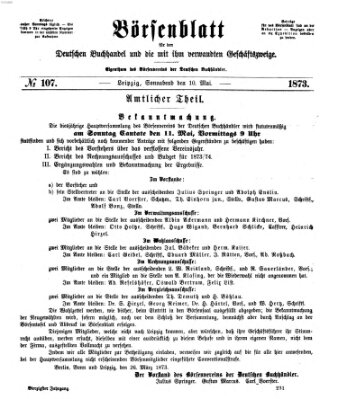 Börsenblatt für den deutschen Buchhandel Samstag 10. Mai 1873