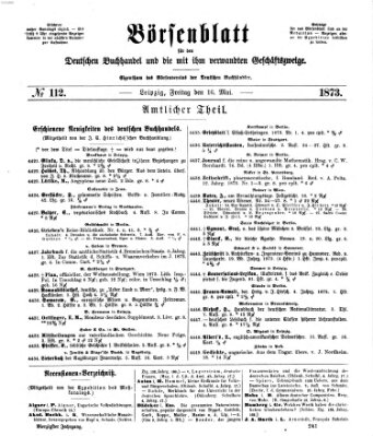 Börsenblatt für den deutschen Buchhandel Freitag 16. Mai 1873