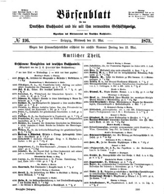 Börsenblatt für den deutschen Buchhandel Mittwoch 21. Mai 1873