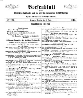 Börsenblatt für den deutschen Buchhandel Dienstag 3. Juni 1873