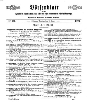 Börsenblatt für den deutschen Buchhandel Dienstag 10. Juni 1873