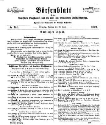 Börsenblatt für den deutschen Buchhandel Freitag 20. Juni 1873