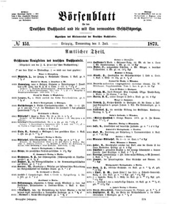 Börsenblatt für den deutschen Buchhandel Donnerstag 3. Juli 1873