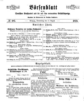 Börsenblatt für den deutschen Buchhandel Donnerstag 14. August 1873