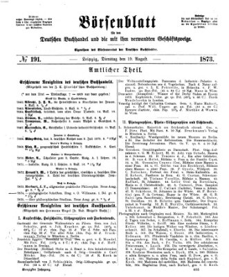 Börsenblatt für den deutschen Buchhandel Dienstag 19. August 1873