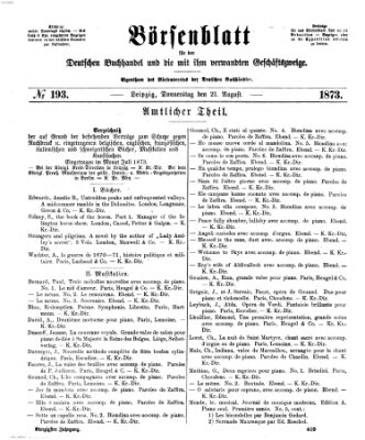 Börsenblatt für den deutschen Buchhandel Donnerstag 21. August 1873