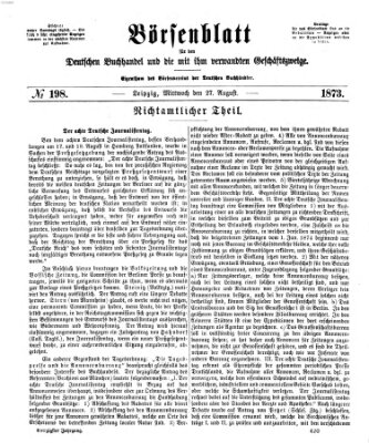 Börsenblatt für den deutschen Buchhandel Mittwoch 27. August 1873