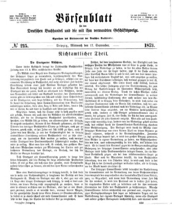 Börsenblatt für den deutschen Buchhandel Mittwoch 17. September 1873