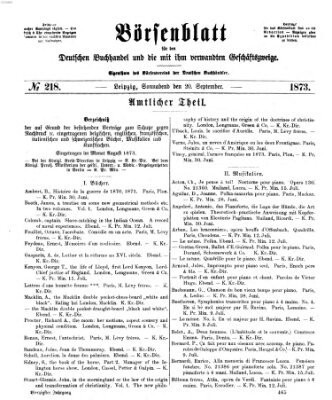 Börsenblatt für den deutschen Buchhandel Samstag 20. September 1873