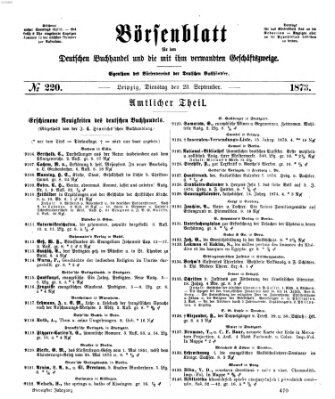 Börsenblatt für den deutschen Buchhandel Dienstag 23. September 1873