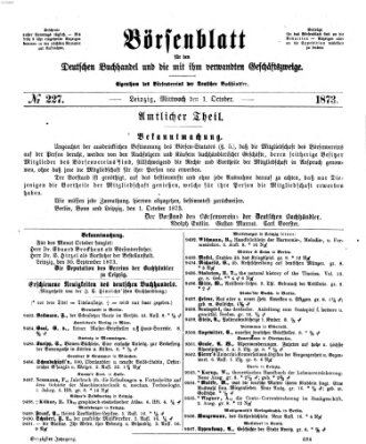 Börsenblatt für den deutschen Buchhandel Mittwoch 1. Oktober 1873