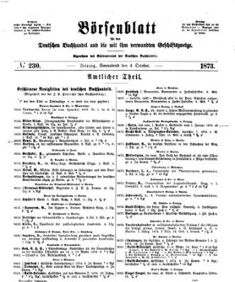 Börsenblatt für den deutschen Buchhandel Samstag 4. Oktober 1873