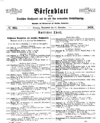 Börsenblatt für den deutschen Buchhandel Samstag 15. November 1873