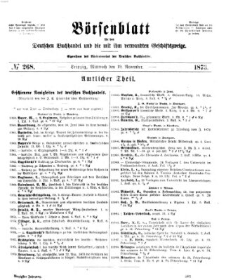 Börsenblatt für den deutschen Buchhandel Mittwoch 19. November 1873